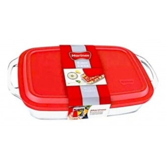 Assadeira Lasanheira Vidro Tampa Marinex 3.5 Litros Com Alça